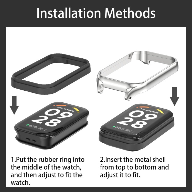 Watch band installation parts: metal shell and fitted rubber ring