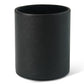 Black PU leather desktop pen holder cup, cylindrical with textured surface