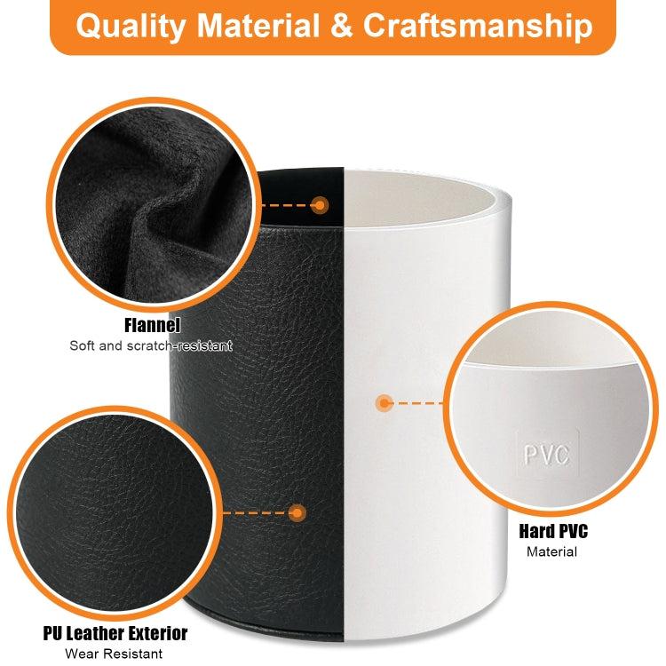 PU leather exterior with flannel lining and hard PVC inner material