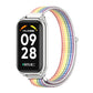 Rainbow nylon loop watch band with silver metal watch case and buckle