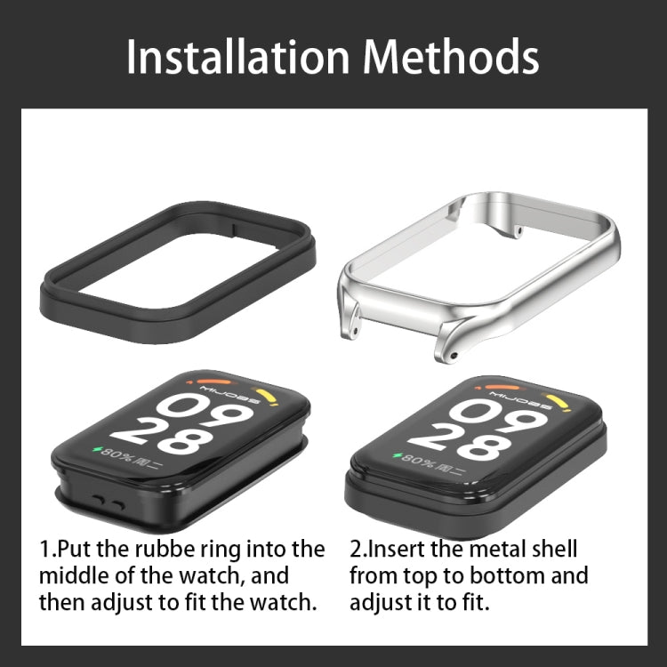 Metal shell and watch frame parts with clasp for three-bead watch band attachment