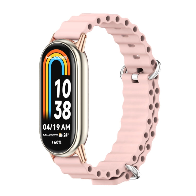 Breathable pink silicone watch band with metal buckle for Xiaomi Smart Band