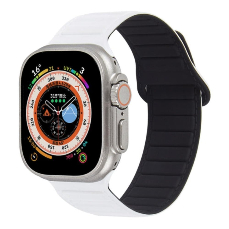 Magnetic silicone watch band for Apple Watch, white and black loop strap