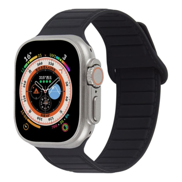 Magnetic silicone watch band for Apple Watch, black loop strap