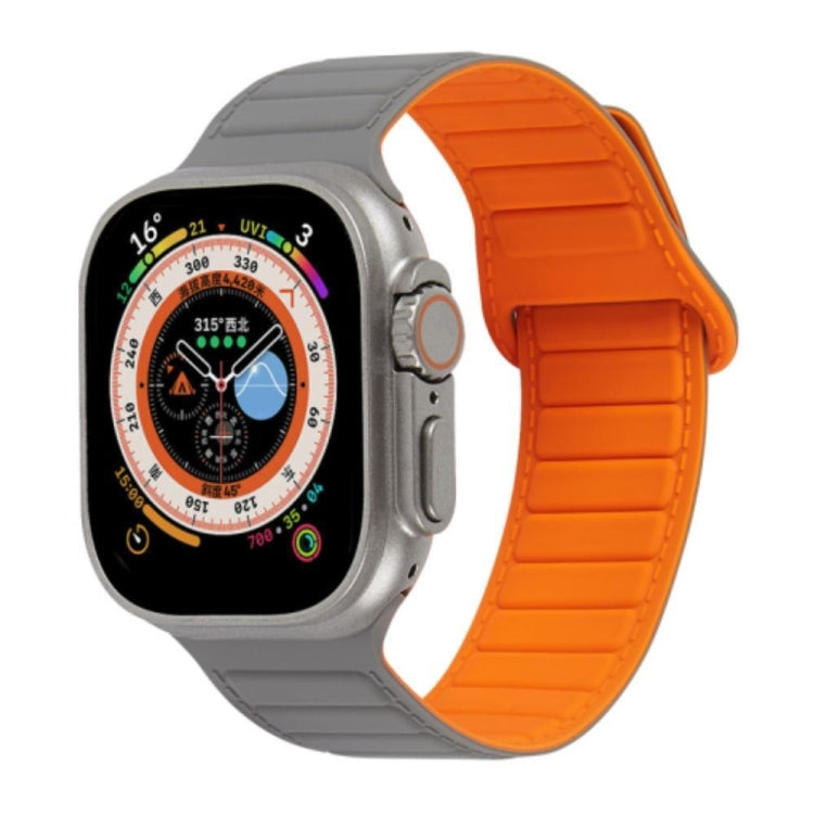 Loop magnetic silicone watch band in two-tone gray and orange for Apple Watch