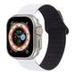 Two-tone silicone watch band, white and black loop magnetic style for Apple Watch.