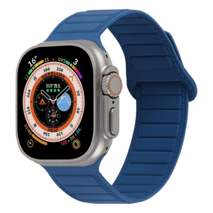 Loop magnetic silicone watch band, blue textured strap with magnetic clasp