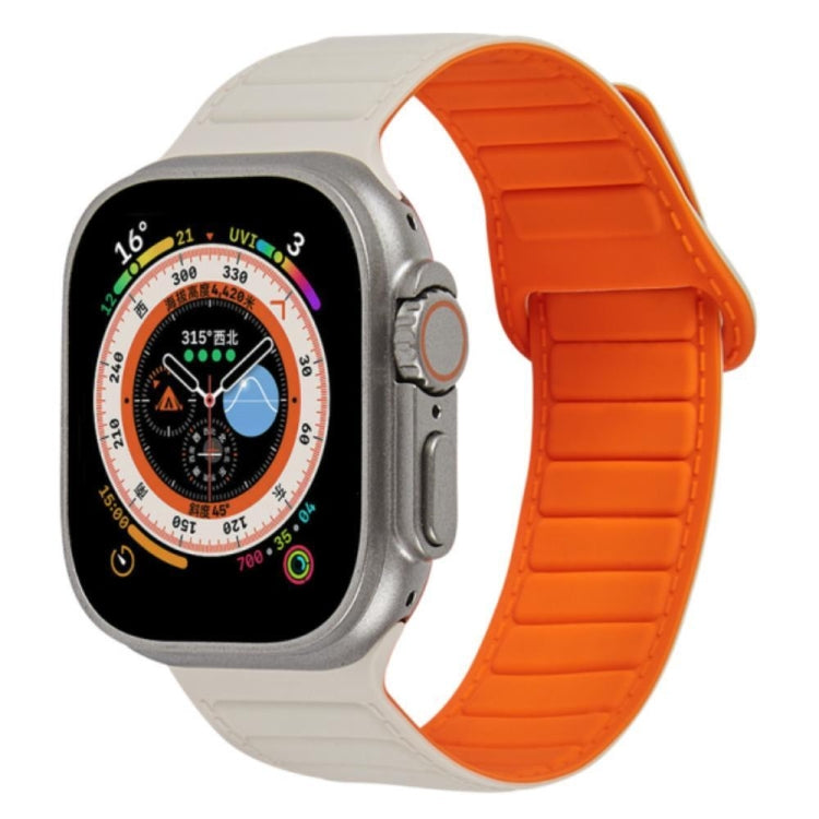 Loop magnetic silicone watch band, bright orange textured strap with magnetic clasp