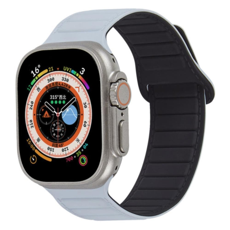 Loop magnetic silicone watch band, light blue and black textured strap with magnetic clasp