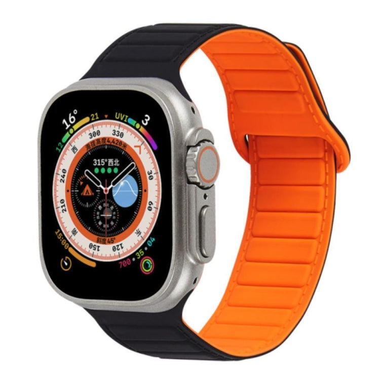 Magnetic silicone watch band, orange and black loop link design