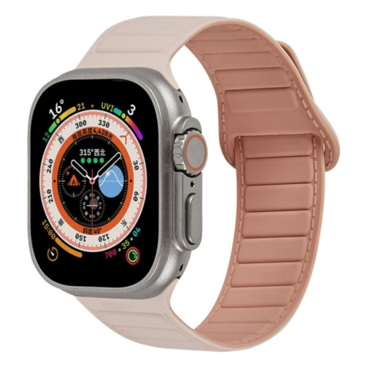 Magnetic silicone watch band, light pink with beige tones, segmented loop design