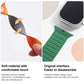 Silicone magnetic watch band in green and orange, ridged strap pieces