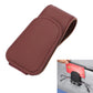 Car sun visor eyeglasses holder, brown faux-leather card clip storage rack