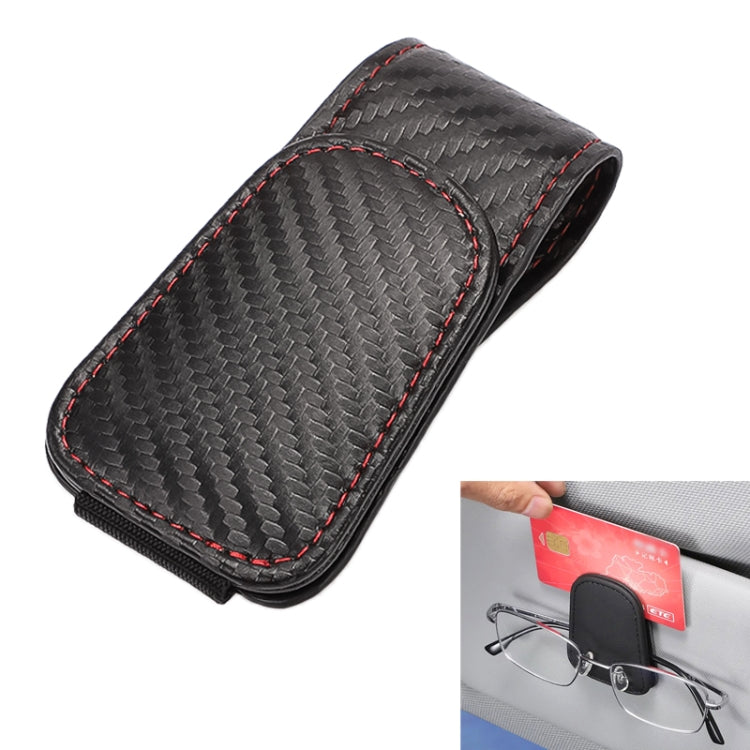 Car sun visor eyeglasses holder, black carbon fiber card clip storage rack