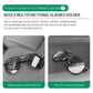 Car visor glasses holder with black pouch and clear eyeglasses on dashboard
