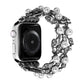 Four-leaf beaded metal watch band in silver with pearl beads and crystal accents
