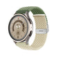 Braided nylon watch band with buckle, green woven strap with silver clasp