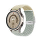 Sage green braided nylon watch band with buckle clasp and metal keeper