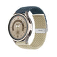 Braided nylon watch band with buckle, dark blue woven strap and silver buckle clasp