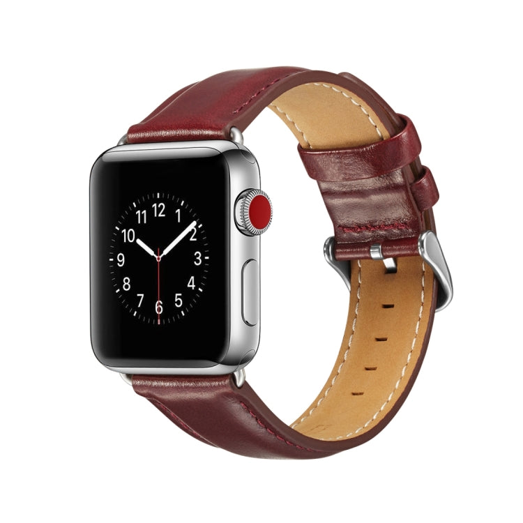 Crazy Horse Texture Top-grain Leather Watchband, For Apple Watch Series 7 41mm / 6 & SE & 5 & 4 40mm / 3 & 2 & 1 38mm, For Apple Watch Series 7 45mm / 6 & SE & 5 & 4 44mm / 3 & 2 & 1 42mm