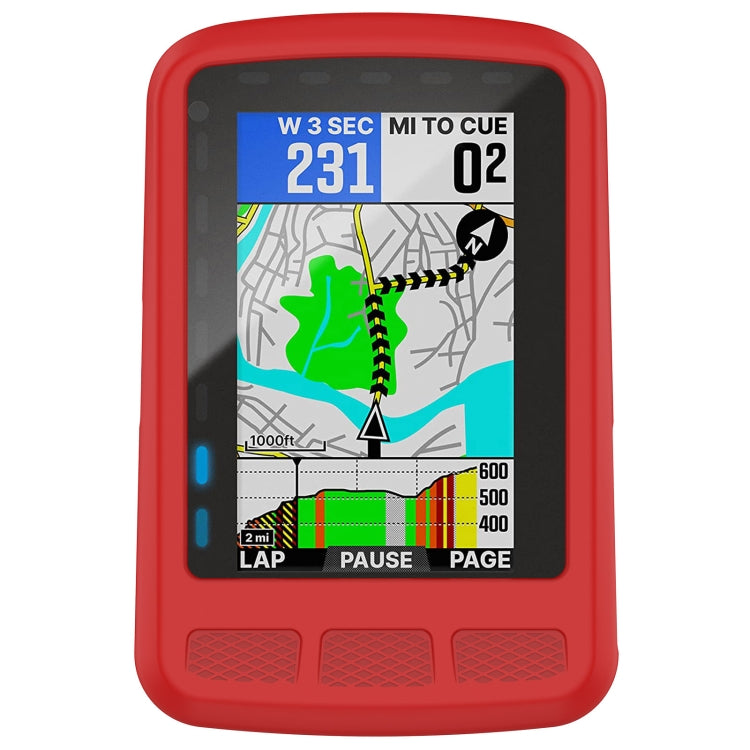 Red silicone protective case with screen cutout and textured bottom grip pads