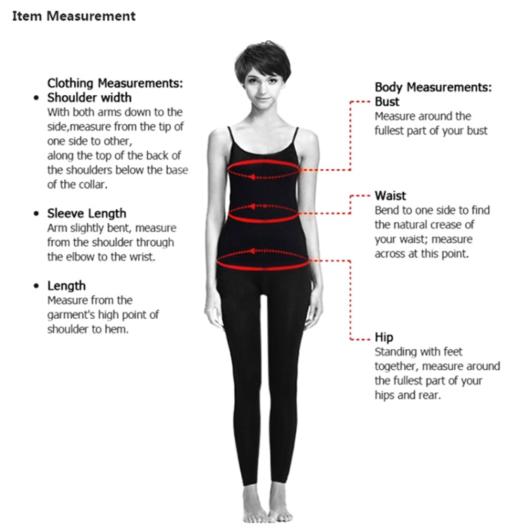 Bikini item measurement guide showing bust, waist, and hip measurement points
