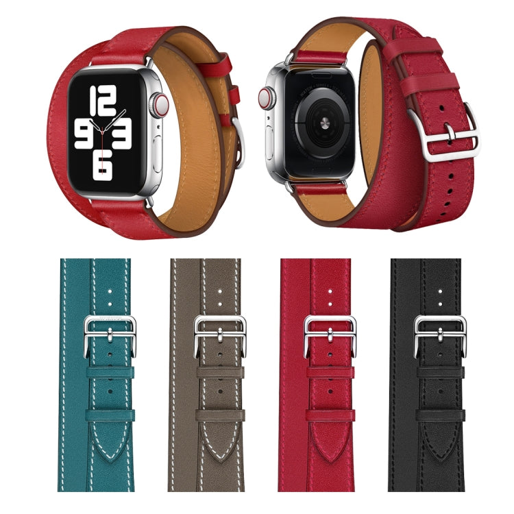 Red leather watch strap with silver buckle; shown alongside other strap colors