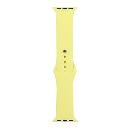 Shiny yellow silicone watch strap, long band with silver pin and adjustment holes