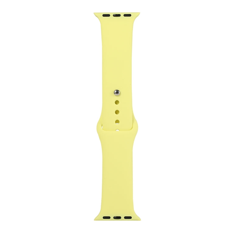 Silicone watch replacement strap, long section, pale yellow; pin and sizing holes