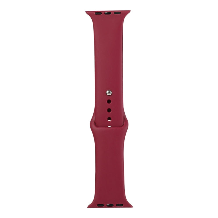 Silicone watch replacement strap, long section, deep red; pin and sizing holes
