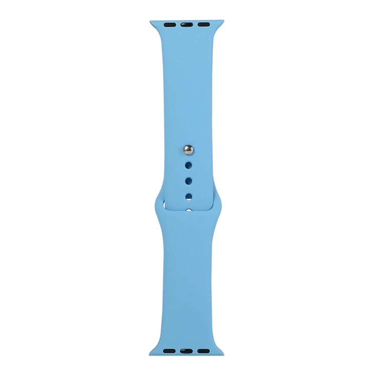 Silicone watch replacement strap, long section, light blue with pin-and-buckle holes