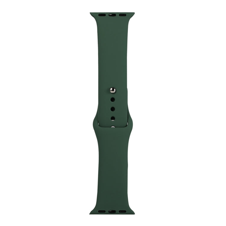 Silicone watch replacement strap, long section, deep green with pin-and-buckle holes
