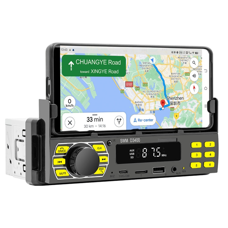 Car Bluetooth MP3 player head unit with touchscreen navigation and dark control panel