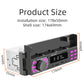 Car Bluetooth MP3 player with mounting dimensions, front panel and control knob