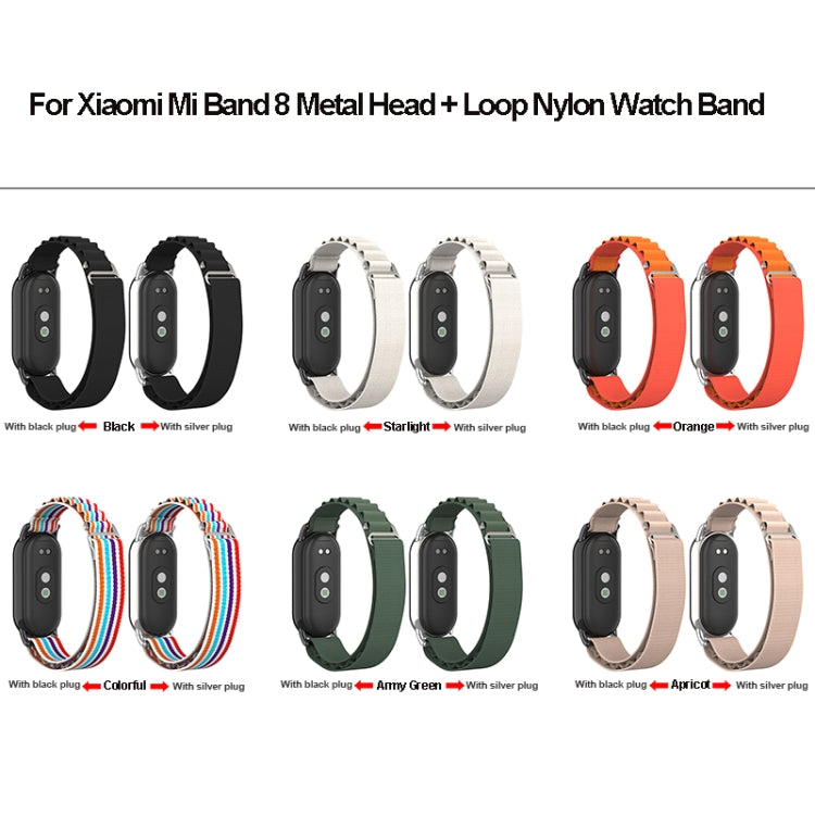 Assorted colors of metal plug nylon loop watch bands for fitness tracker