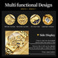 OLEVS gold multifunction watch inset showing dial counters and side display buttons