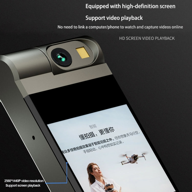 Mini camera recorder pen with HD screen displaying a preview image
