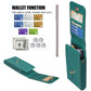 Teal quilted PU phone wallet with card and cash slots, open wallet layout shown