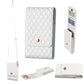 Quilted white PU crossbody phone bag with vertical flap and card slots, long strap