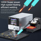 Dual-channel intelligent welding station with two blue-tipped irons and control unit
