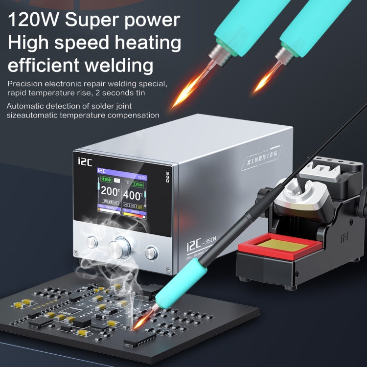 Dual-channel intelligent welding station with two blue-tipped irons and control unit