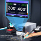 Dual welding station with screen showing 200°C and 400°C, blue iron in use