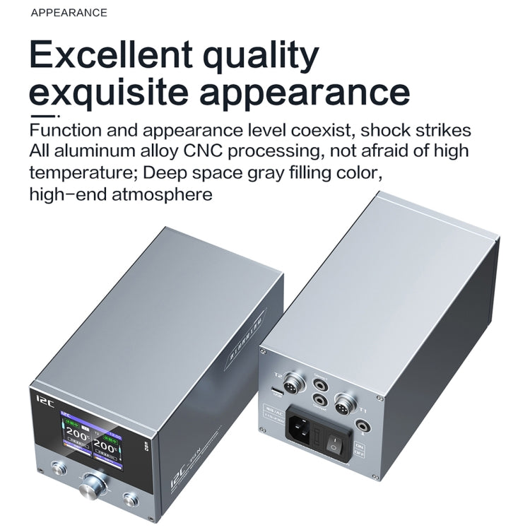 Intelligent double welding station with gray metal housing and front ports and controls