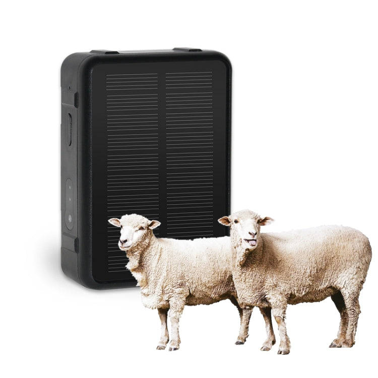 Solar GPS tracker device with black waterproof casing and front solar panel