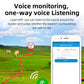 Smartphone app screen for GPS tracker voice monitoring and route history
