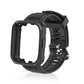 Black silicone watch band with carbon-fiber texture and integrated case frame