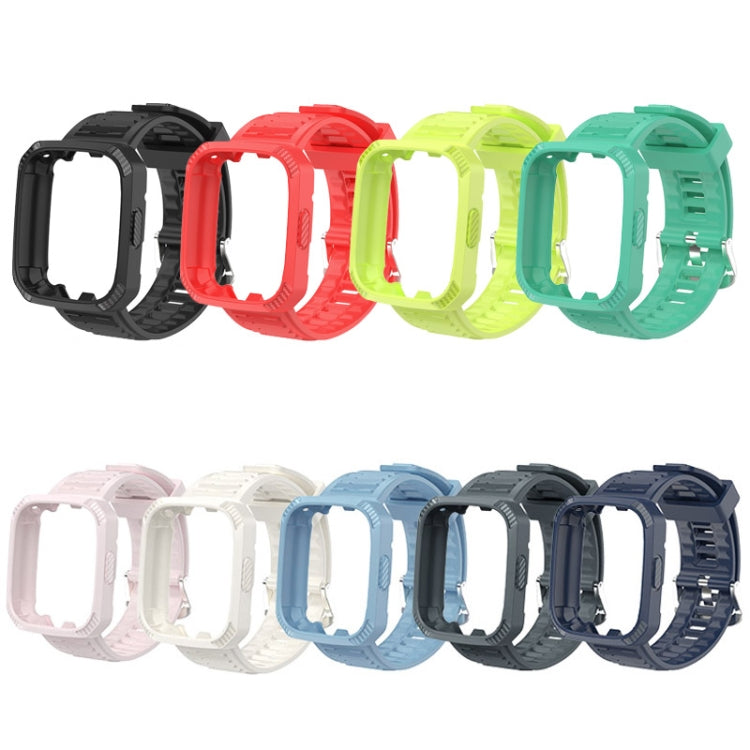 Integrated silicone watch band set with carbon-fiber texture in multiple colors