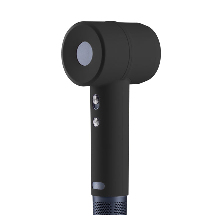 Black silicone protective case for hairdryer, fitted over handle and top
