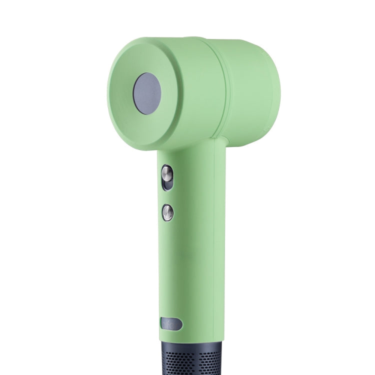 Green silicone protective case for hairdryer, fitted over handle and top