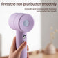 Purple silicone protective hairdryer case with exposed control buttons on handle